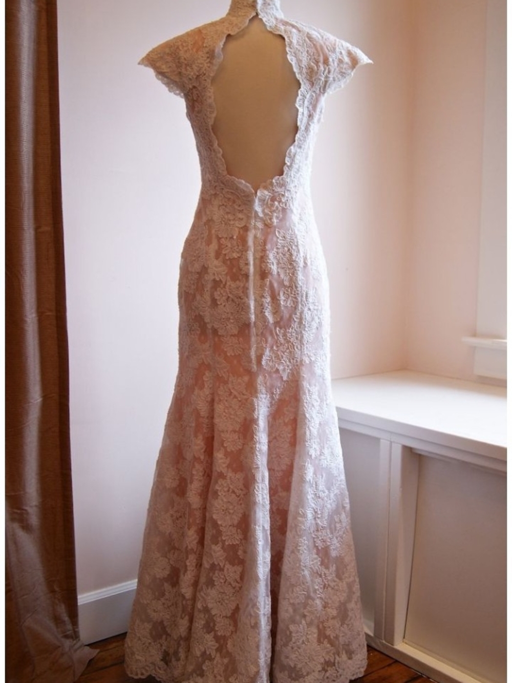 Vintage 90s Victor Costa Lace Column Gown Size 6 - Picture 2 of 6